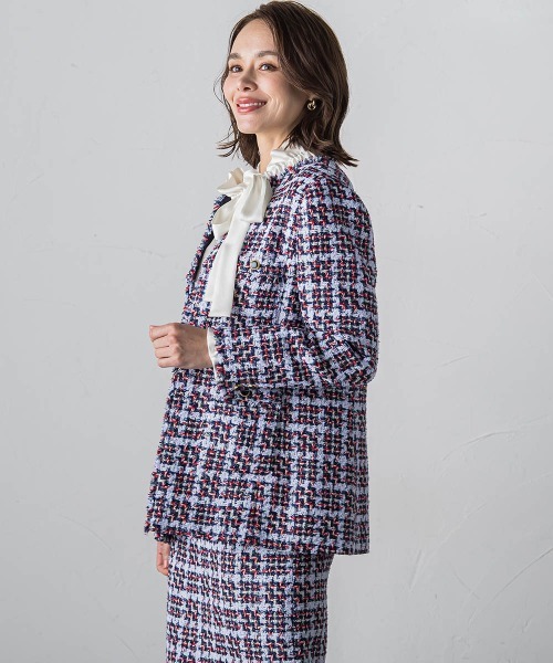 【セール】TURNIERトリコロールチェックツイードジャケット（ダウンジャケット/コート）｜Viaggio Blu（ビアッジョブルー）