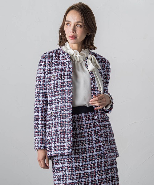 【セール】TURNIERトリコロールチェックツイードジャケット（ダウンジャケット/コート）｜Viaggio Blu（ビアッジョブルー）