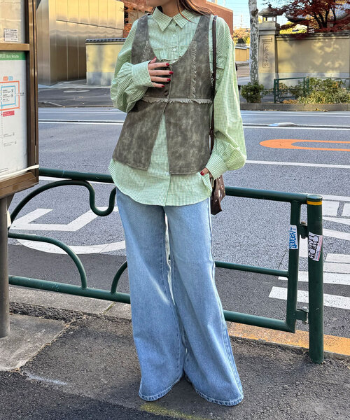 CIAOPANIC（チャオパニック）の「ビンテージライクフリンジレザーベスト（ベスト・レディース・ブラウン/カーキ・ONE SIZE）」の19枚目の写真