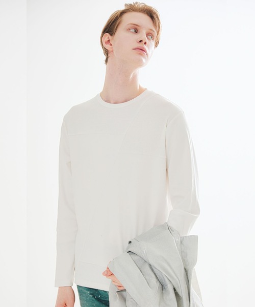 5351 POUR LES HOMMES（ゴーサンゴーイチプールオム）の「【25S/S】コンビネーション 切替え 長袖Tシャツ / ロンT（Tシャツ/カットソー・メンズ・ホワイト/グレイッシュベージュ/ブラック・44/46/48/50）」の2枚目の写真