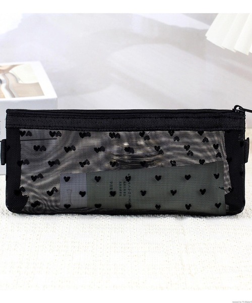 TONE SELECT GOODS(トーンセレクトグッズ)の「Liaa/メッシュ ドット柄 ハート柄 ペンケース ポーチ A18524(ペン類・レディース・その他4/その他1/その他2/その他3/その他5・FREE)」の3枚目の写真