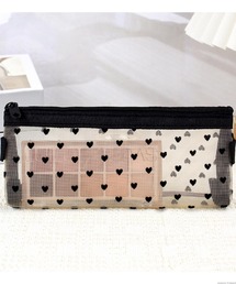 TONE SELECT GOODS（トーンセレクトグッズ）の「Liaa/メッシュ ドット柄 ハート柄 ペンケース　ポーチ A18524（ペン類）」