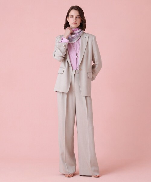 セール】【セットアップ対応商品】ウールサテンストレートパンツ