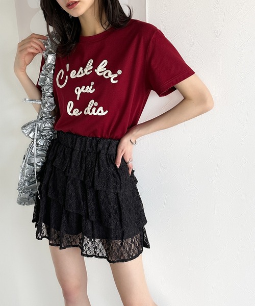 mily bilet（ミウィビレット）の「【mily bilet】夏 のマストハブ！ふんわりフリルが大人可愛い。レース使い3段ティアードスカパン（ミニ）（スカート・レディース・ブラック/ホワイト・X-LARGE/SMALL/MEDIUM/LARGE）」の14枚目の写真