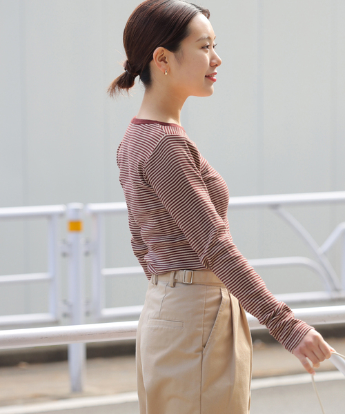 MILLER（ミラー）の「別注【MILLER/ミラー】C/N L/S：カットソー（Tシャツ/カットソー・レディース・ブラックミックス/ボルドー/ホワイト×ホワイト/ブルー・FREE）」の16枚目の写真