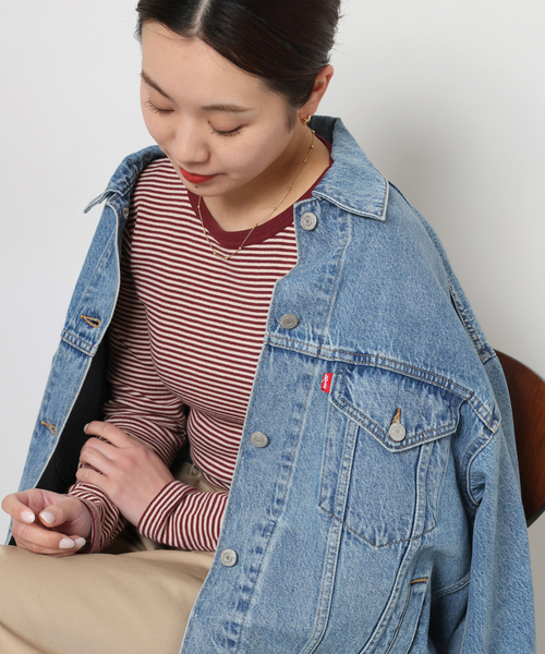 MILLER（ミラー）の「別注【MILLER/ミラー】C/N L/S：カットソー（Tシャツ/カットソー・レディース・ブラックミックス/ボルドー/ホワイト×ホワイト/ブルー・FREE）」の14枚目の写真