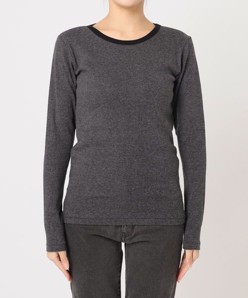 MILLER（ミラー）の「別注【MILLER/ミラー】C/N L/S：カットソー（Tシャツ/カットソー・レディース・ブラックミックス/ボルドー/ホワイト×ホワイト/ブルー・FREE）」の13枚目の写真