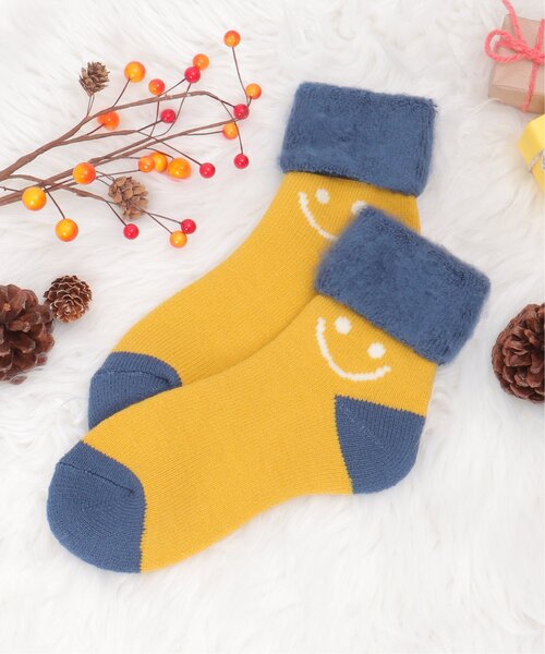 LBC（エルビーシー）の「裏起毛ソックス スマイリー（ソックス/靴下・レディース・ホワイト/セージグリーン/イエロー・FREE）」の3枚目の写真