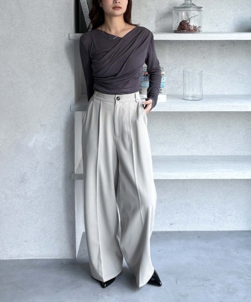 archives(アルシーヴ)の「【SETUP対応】丸カンタックスラックス(スラックス・レディース・アイボリー/ブラック/グレー・MEDIUM)」の17枚目の写真