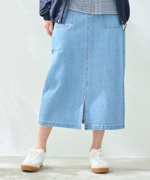 Arnold Palmer（アーノルドパーマー）の「ベイカーポケット ナロー スカート（デニムスカート・レディース・ライトブルー/インディゴブルー/カーキ/ベージュ・S/L/M）」の3枚目の写真