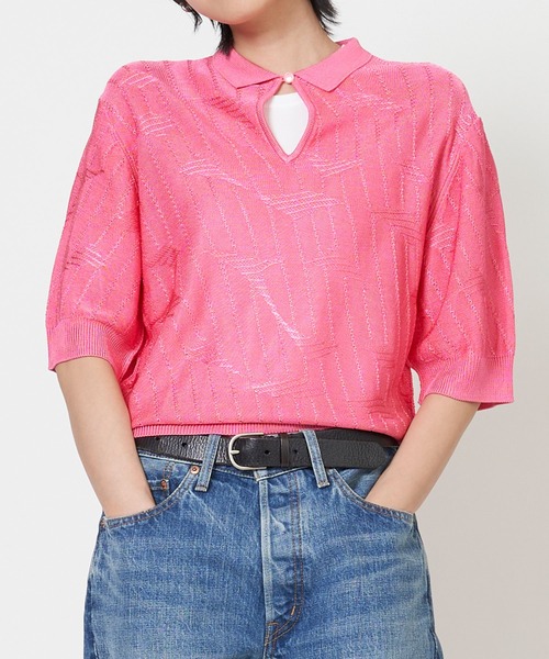 BRIGHT LACE KNIT POLO ブライト レース ニット ポロシャツ