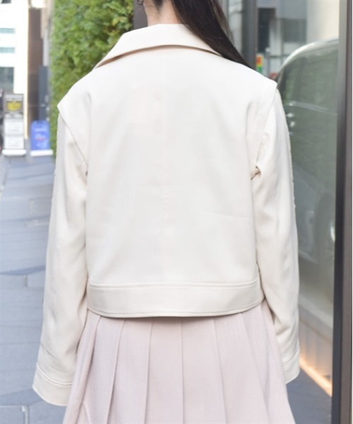 axes femme(アクシーズファム)の「2WAYライダース(ライダースジャケット・レディース・ブラック/キナリ・FREE)」の4枚目の写真