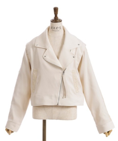 axes femme(アクシーズファム)の「2WAYライダース(ライダースジャケット・レディース・ブラック/キナリ・FREE)」の18枚目の写真