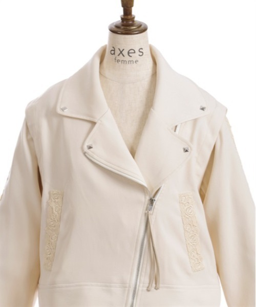 axes femme(アクシーズファム)の「2WAYライダース(ライダースジャケット・レディース・ブラック/キナリ・FREE)」の21枚目の写真