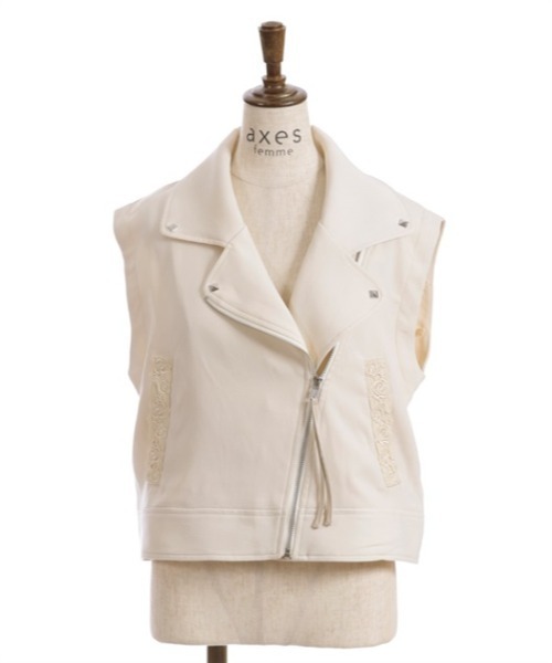 axes femme(アクシーズファム)の「2WAYライダース(ライダースジャケット・レディース・ブラック/キナリ・FREE)」の22枚目の写真