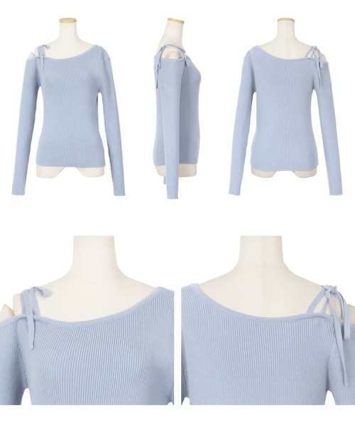 KOBE LETTUCE(コウベレタス)の「ワンショルダーストレッチリブニットトップス(ニット/セーター・レディース・アイボリー/サックスブルー/ブラック/ピンク/ミント・M)」の11枚目の写真