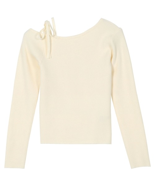 KOBE LETTUCE(コウベレタス)の「ワンショルダーストレッチリブニットトップス(ニット/セーター・レディース・アイボリー/サックスブルー/ブラック/ピンク/ミント・M)」の13枚目の写真