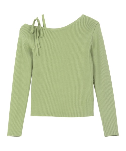 KOBE LETTUCE(コウベレタス)の「ワンショルダーストレッチリブニットトップス(ニット/セーター・レディース・アイボリー/サックスブルー/ブラック/ピンク/ミント・M)」の15枚目の写真