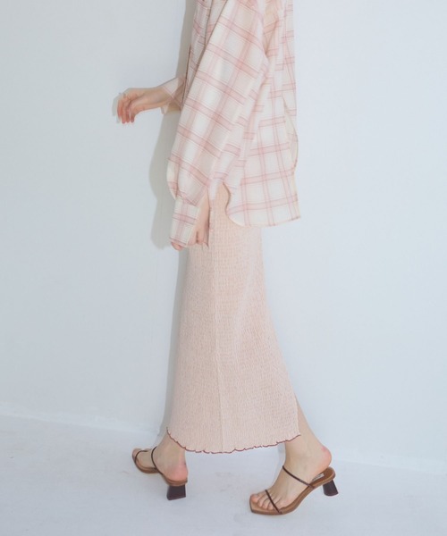 Lil Ambition(リルアンビション)の「シャーリングペンシルスカート(スカート・レディース・ピンク/ライトグリーン/ホワイト・M/S)」の9枚目の写真