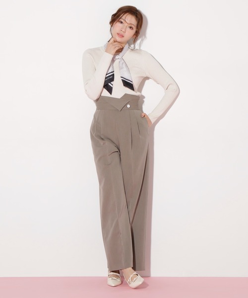 JILL by JILL STUART（ジルバイジルスチュアート）の「◇幾何チェック柄スカーフ付きリブニット（ニット/セーター・レディース・ピンク/ホワイト系その他/ネイビー・FREE）」の10枚目の写真