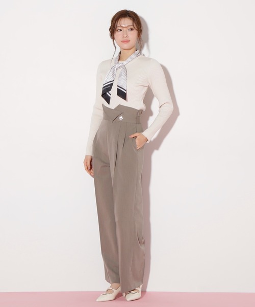 JILL by JILL STUART（ジルバイジルスチュアート）の「◇幾何チェック柄スカーフ付きリブニット（ニット/セーター・レディース・ピンク/ホワイト系その他/ネイビー・FREE）」の11枚目の写真