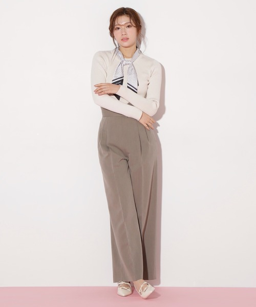 JILL by JILL STUART（ジルバイジルスチュアート）の「◇幾何チェック柄スカーフ付きリブニット（ニット/セーター・レディース・ピンク/ホワイト系その他/ネイビー・FREE）」の13枚目の写真
