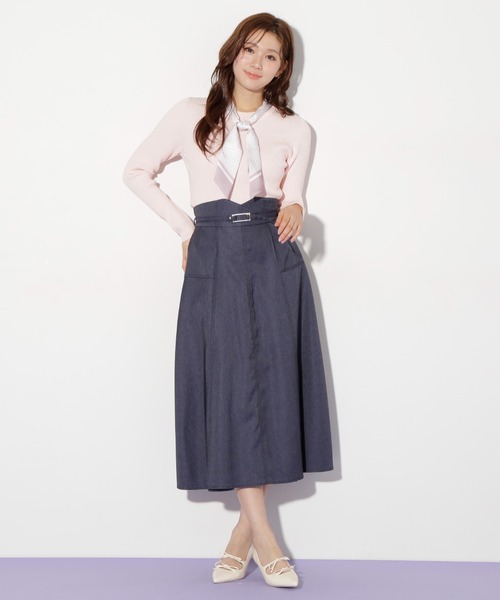 JILL by JILL STUART（ジルバイジルスチュアート）の「◇幾何チェック柄スカーフ付きリブニット（ニット/セーター・レディース・ピンク/ホワイト系その他/ネイビー・FREE）」の18枚目の写真