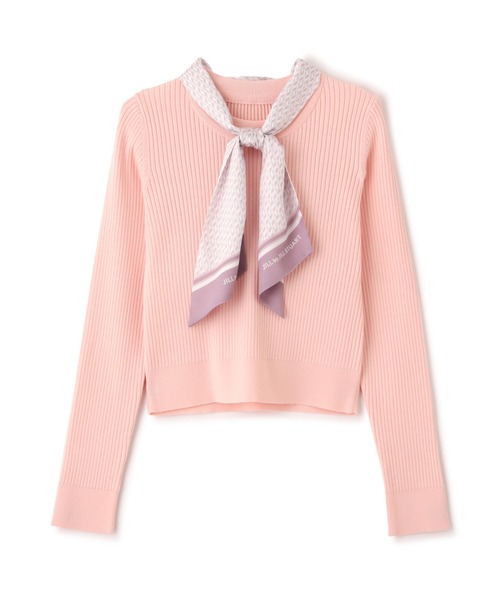 JILL by JILL STUART（ジルバイジルスチュアート）の「◇幾何チェック柄スカーフ付きリブニット（ニット/セーター・レディース・ピンク/ホワイト系その他/ネイビー・FREE）」の22枚目の写真
