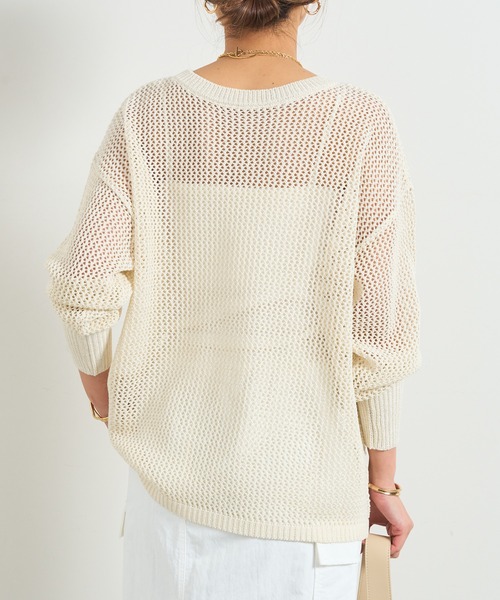 un dix cors（アンディコール）の「前後2WAYメッシュラメロゴニット（ニット/セーター・レディース・アイボリー/イエロー系その他/チャコールグレー・FREE）」の7枚目の写真