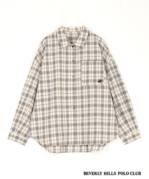 BEVERLY HILLS POLO CLUB（ビバリーヒルズポロクラブ）の「【BEVERLY HILLS POLO CLUB】ボウタイ付きビッグシャツ（シャツ/ブラウス・レディース・ブルー/オフホワイト/ベージュ・MEDIUM）」の21枚目の写真