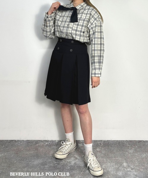 BEVERLY HILLS POLO CLUB（ビバリーヒルズポロクラブ）の「【BEVERLY HILLS POLO CLUB】ボウタイ付きビッグシャツ（シャツ/ブラウス・レディース・ブルー/オフホワイト/ベージュ・MEDIUM）」の11枚目の写真