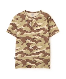 《DAILY/デイリー》RIB SHORT SLEEVE HENLEY NECK T-SHIRT "CAMOUFLAGE" / リブ ヘンリーネック 半袖Tシャツ "カモフラージュ" デイリーウェア / AVIREX / アヴィレックス