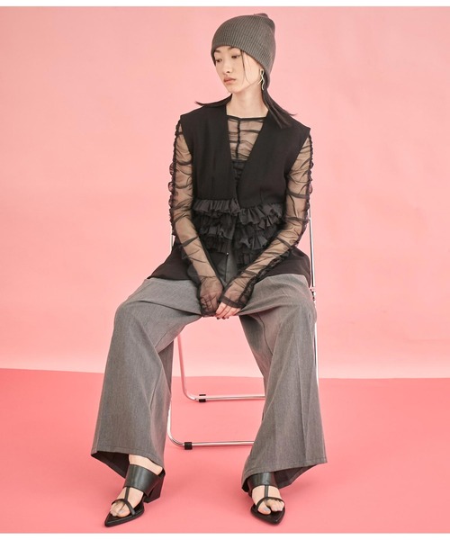 Settimissimo(セッティミッシモ)の「タックデザイン ワイド パンツ(その他パンツ・レディース・ライトグレー/ダークグレー/キャメル・FREE)」の14枚目の写真