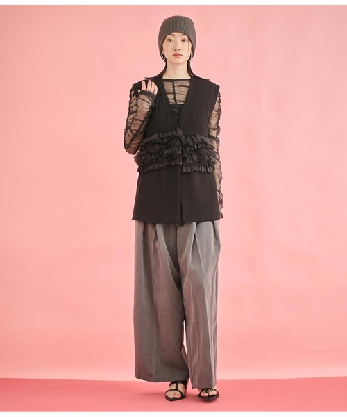 Settimissimo(セッティミッシモ)の「タックデザイン ワイド パンツ(その他パンツ・レディース・ライトグレー/ダークグレー/キャメル・FREE)」の15枚目の写真