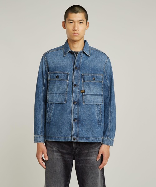 G-STAR（ジースター）の「MOSA OVERSHIRT/デニムシャツジャケット/カバーオール（デニムジャケット・メンズ・インディゴブルー・X-LARGE/SMALL/MEDIUM/LARGE）」の2枚目の写真