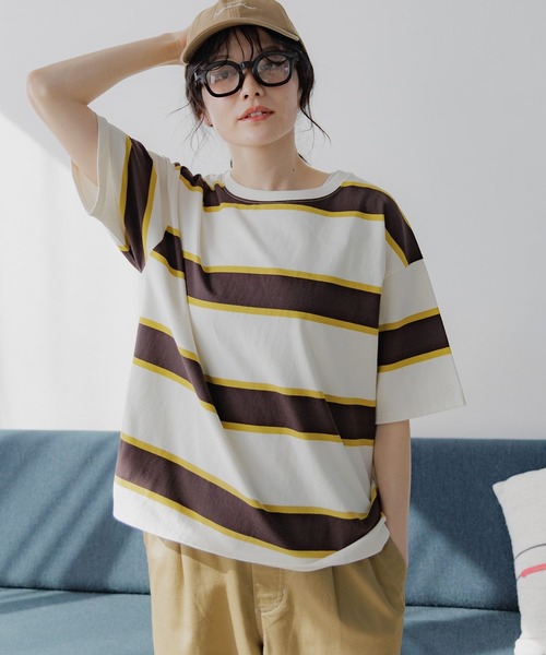 niko and...(ニコアンド)の「COLORマイスターTシャツ(Tシャツ/カットソー・レディース・ネイビー/ホワイト/ブラック/オフホワイト/アイボリー/グリーン・MEDIUM/LARGE)」の9枚目の写真