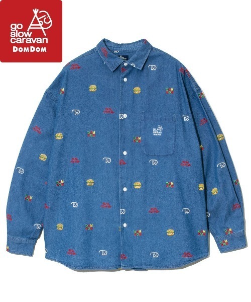 go slow caravan(ゴースローキャラバン)の「DOMDOM × gsc 綿レーヨンデニム L/Sシャツ(シャツ/ブラウス・メンズ・ダークインディゴブルー/ライトインディゴブルー・LARGE/X-LARGE/MEDIUM)」の2枚目の写真