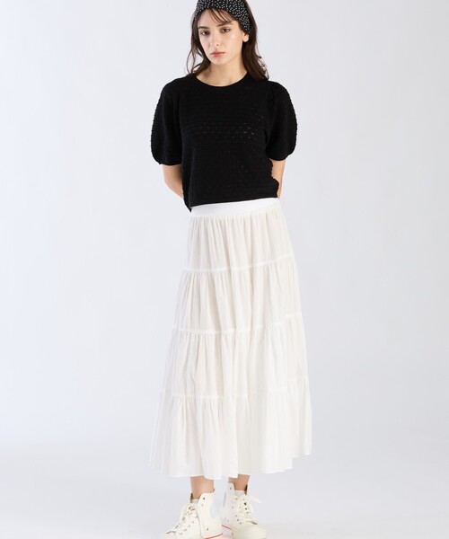 To b. by agnes b.（トゥービーバイアニエスベー）の「デイジーストライプニットプルオーバー（ニット/セーター・レディース・ブラック・FREE）」の6枚目の写真