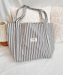 Mignonjour/大容量ストライプトートバッグ M2736