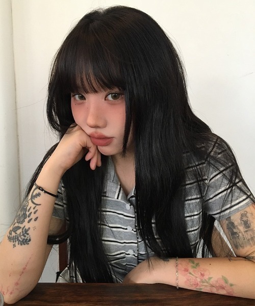 anyonemore(エニワンモア)の「ボーダー柄シャーリング襟付き半袖Tシャツ(ポロシャツ・レディース・グレー・FREE)」の6枚目の写真