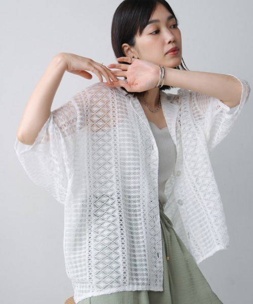 【AEWEN MATOPH】レースブラウス　幾何学レース AEWEN MATOPH】レースブラウス 幾何学レース