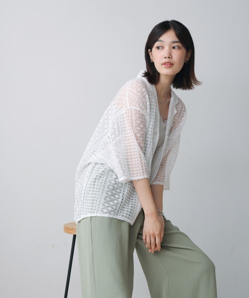 Bou Jeloud（ブージュルード）の「幾何学柄レース半袖シャツ（シャツ/ブラウス・レディース・ブラック/オフホワイト・38）」の11枚目の写真