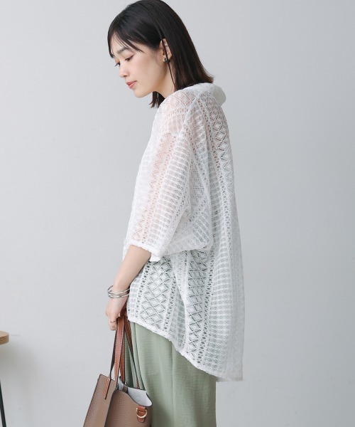 Bou Jeloud（ブージュルード）の「幾何学柄レース半袖シャツ（シャツ/ブラウス・レディース・ブラック/オフホワイト・38）」の13枚目の写真