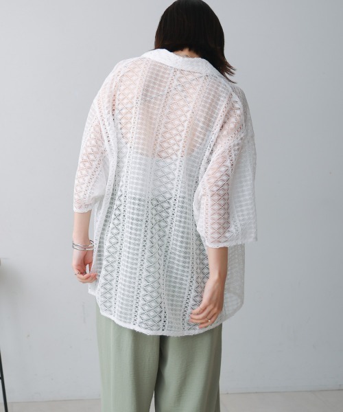 Bou Jeloud（ブージュルード）の「幾何学柄レース半袖シャツ（シャツ/ブラウス・レディース・ブラック/オフホワイト・38）」の15枚目の写真