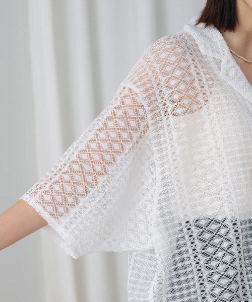 Bou Jeloud（ブージュルード）の「幾何学柄レース半袖シャツ（シャツ/ブラウス・レディース・ブラック/オフホワイト・38）」の19枚目の写真