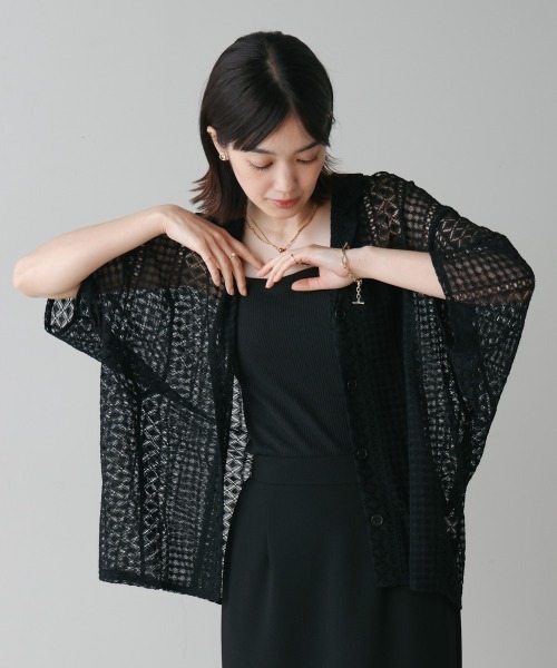 Bou Jeloud（ブージュルード）の「幾何学柄レース半袖シャツ（シャツ/ブラウス・レディース・ブラック/オフホワイト・38）」の22枚目の写真