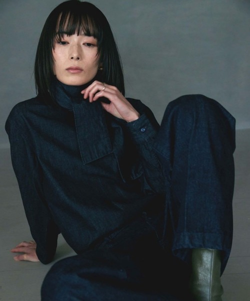 新品タグ付✨ ボニーウーブン デニムボウタイブラウス 完売品 セール】BONNY WOVEN/ボニーウーブン TUCK PANTS デニムパンツ 秋服 冬