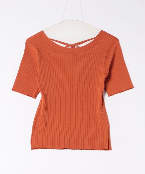 PAGEBOY（ページボーイ）の「2WAYレースアップニット (半袖)（ニット/セーター・レディース・コーラル/オフホワイト/ブラック/ネイビー・FREE）」の6枚目の写真