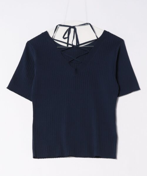 PAGEBOY（ページボーイ）の「2WAYレースアップニット (半袖)（ニット/セーター・レディース・コーラル/オフホワイト/ブラック/ネイビー・FREE）」の8枚目の写真