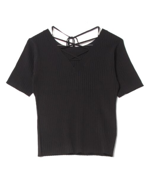 PAGEBOY（ページボーイ）の「2WAYレースアップニット (半袖)（ニット/セーター・レディース・コーラル/オフホワイト/ブラック/ネイビー・FREE）」の10枚目の写真